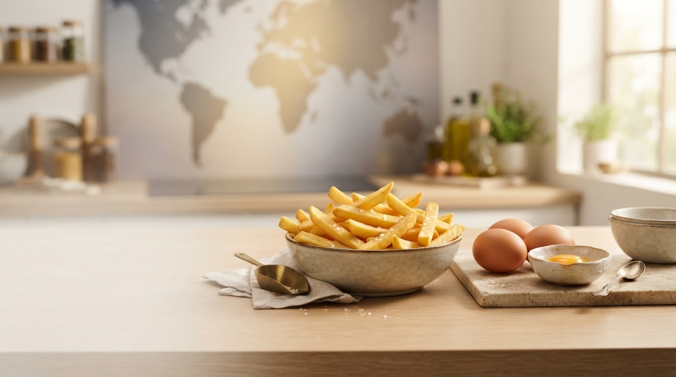 Global kitchen — fries and eggs